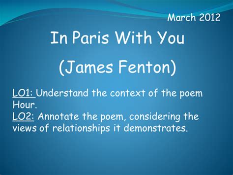 In Paris With You James Fenton Teaching Resources