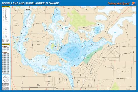 Boom And Rhinelander Flowage Fishing Map Lake Oneida Co