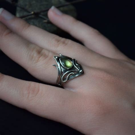 Elven Ring Sterling Silver With Labradorite Wire Wrapped Etsy