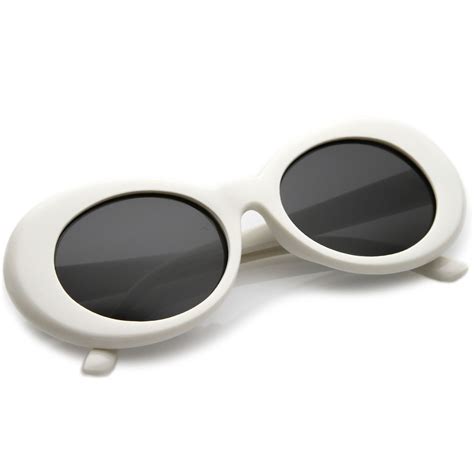 White Smoke Oval Sunglasses Sunglasses Women Colour Tone Color Disco Tapered Light Pink