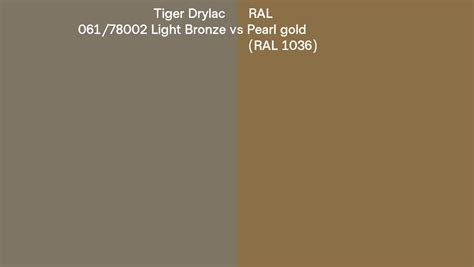Tiger Drylac 061 78002 Light Bronze Vs RAL Pearl Gold RAL 1036 Side