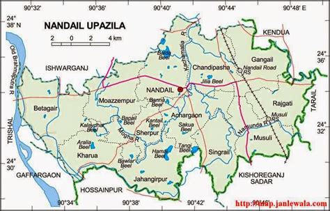 Nandail Upazila Map Mymensingh District Bangladesh