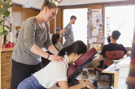 Creative Businesswoman Receiving Massage Stock Image F0225717 Science Photo Library