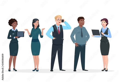 Business People Office Team Cartoon Characters Group Of Business Men