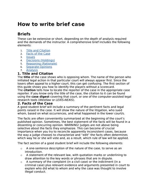 Case Brief Template 04 How To Write Brief Case Briefs These Can Be