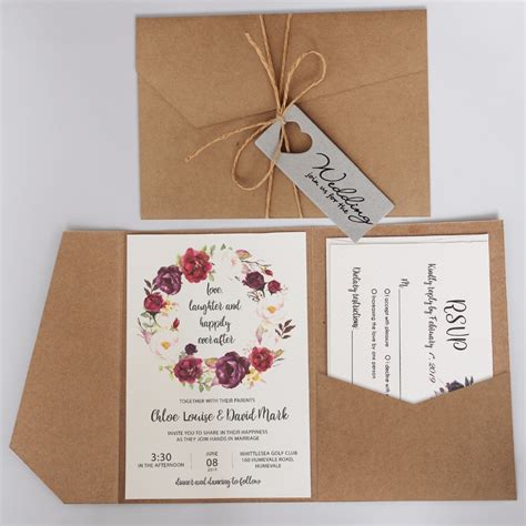 If you have ever dreamed that your wedding would be a mix of rustic and boho this is the wedding inspiration for you! Vintage Pocket Wedding Invitations, Rustic Invitation ...
