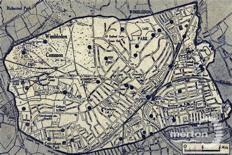 Map Showing Areas Of Wimbledon Hit By Flying Bombs During World War Ii