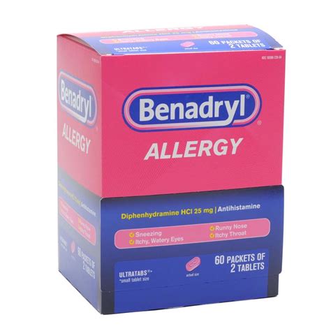 Benadryl Allergy Tablets 60 Pkt2 Superior Plus First Aid Supplies