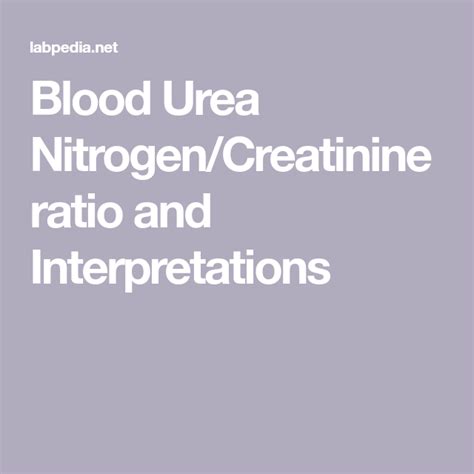 Blood Urea Nitrogen Creatinine Ratio And Interpretations Artofit