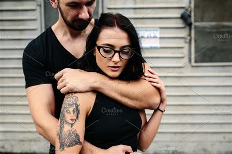 Guy Hugging His Girlfriend From Behind ~ People Photos ~ Creative Market