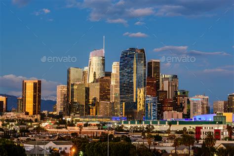 Downtown Los Angeles Skyline At Sunset Stock Photo By Chones Photodune