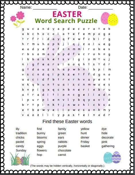 Easter Word Search Puzzle For Kids Free Printable Puzzletainment