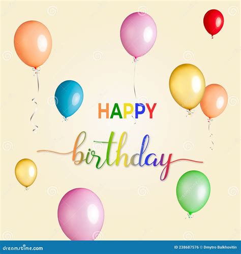 Happy Birthday Greetings Banner With Balloons Stock Illustration