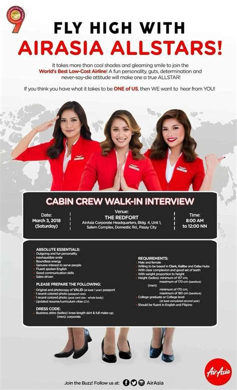 They serve guests with a smile, and at the same ensure cabin safety. Fly Gosh: Air Asia Cabin Crew Recruitment 2018 - Walk in ...
