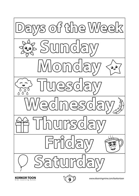 Free Printable Days Of The Week Coloring Pages