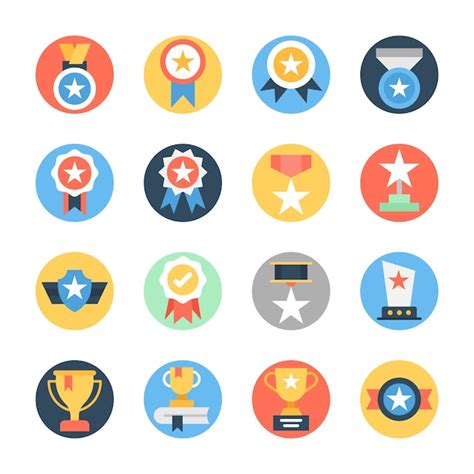 Premium Vector Star Awards Flat Rounded Icons