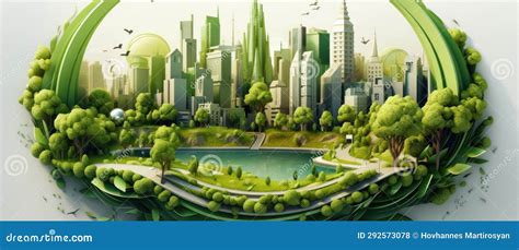 Eco Friendly City Concept In A Beautiful Paper Cut Style Design Stock