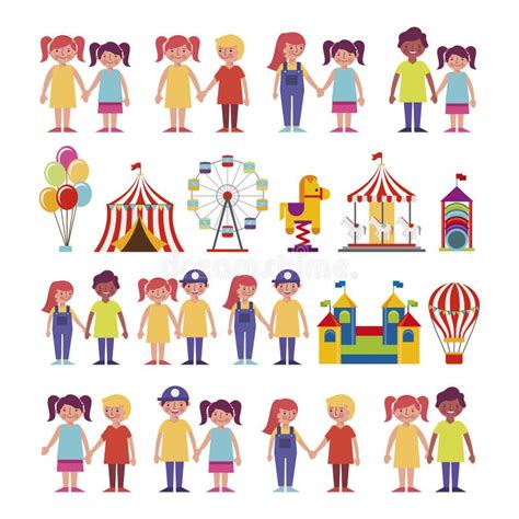Kids At The Amusement Park Stock Vector Illustration Of Happy 20866909