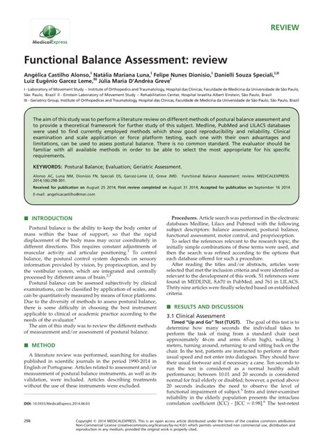 Pdf Functional Balance Assessment Review