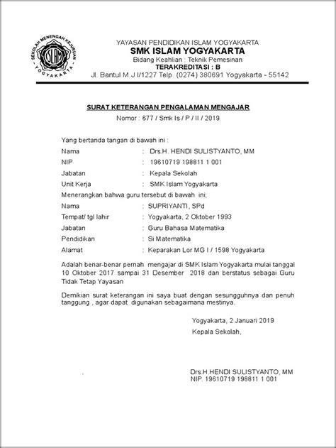 Contoh Surat Keterangan Jadwal Mengajar Surat Keterangan Desain