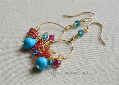 Indian Turquoise Tropical Swarovski Crystals 14k Goldfil Drop Etsy In