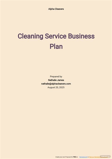 Cleaning Service Business Plan Template Free