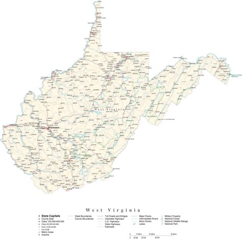 West Virginia Detailed Cut Out Style State Map In Adobe Illustrator