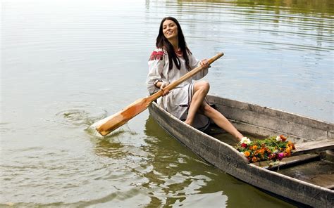 wallpaper boat sea water vehicle river paddle girl smile look canoe canoeing