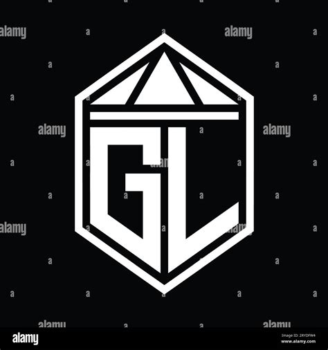Gl Letter Logo Monogram Simple Hexagon Shield Shape With Triangle Crown