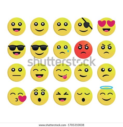 Set Emoticons Set Emoji Stock Vector Royalty Free 1705310038