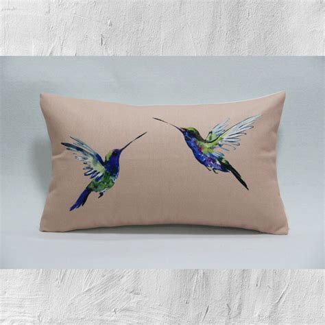 Hummingbirds Decor Cushion Cover Rectangle Decorative Pillow Etsy