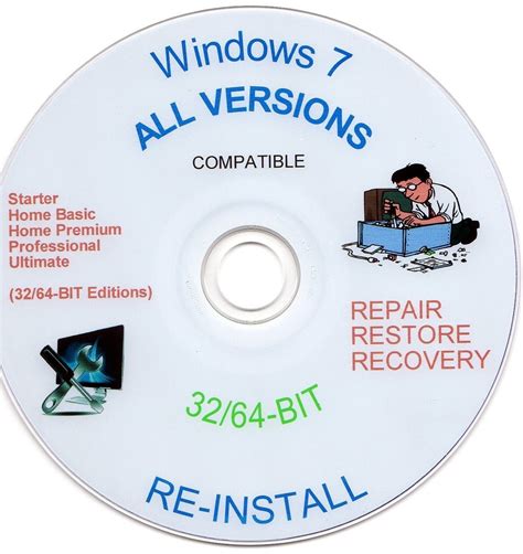 Windows 7 All Versions Re Install Repair Recovery Disc 32 And 64 Bit