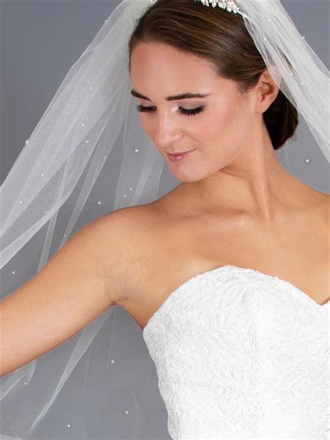 108 Cathedral Length Ivory Bridal Veil With Scattered Pearls