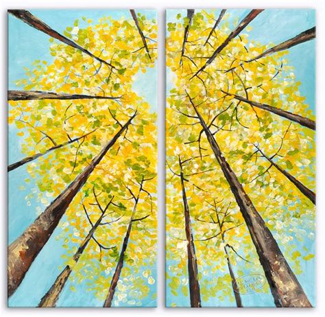 Look Up Fall Woodland Fresh Art Huge Original Painting 48x48 Etsy