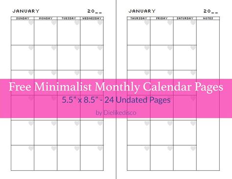 In addition to the requirements concerning your print data, please observe the following peculiarities for catalogs. Download and print your own 5.5" x 8.5" free minimalist calendar pages for your planner ...