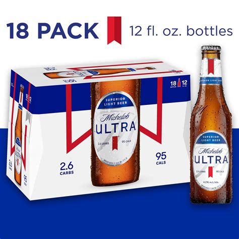 Michelob Ultra Light Beer 18 Pack Beer 12 Fl Oz Bottles