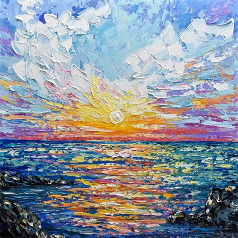 Sea Sunset Palette Knife Seascape Painting Artfinder