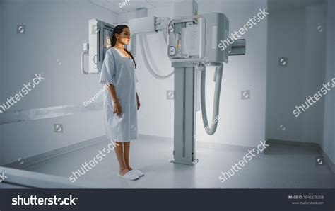 Hospital Radiology Room Beautiful Multiethnic Woman Stock Photo