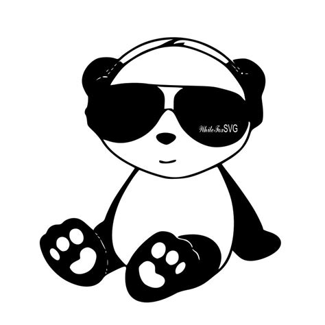 Cute Cool Panda With Headphone And Sunglasses Clip Art