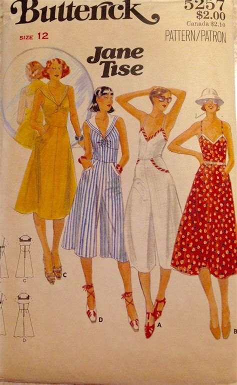 great vintage misses culotte dress and sundress pattern by jane tise for butterick circa 1970s