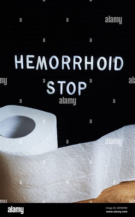Words Hemorrhoids Stop And A Roll Of Toilet Paper Health Problems