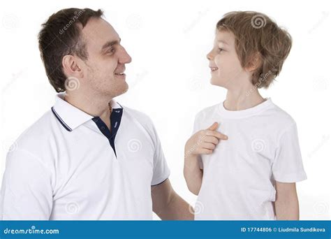 Father And Son Cheerfully Talk Royalty Free Stock Image Image 17744806