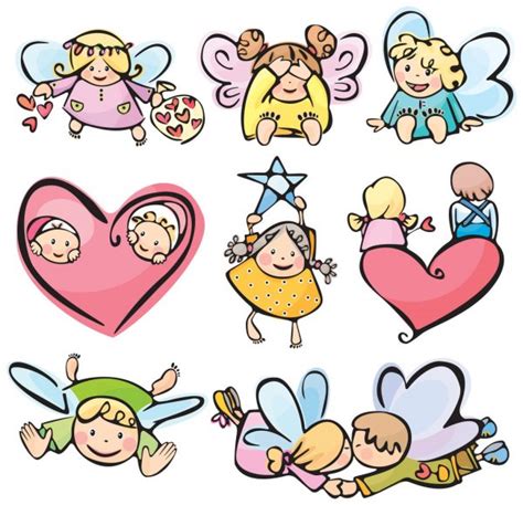 Vector Silhouettes Cute Angels For Design Stock Vector Image By ©rvika