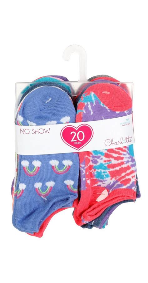 Girls 20 Pk No Show Rainbow Ankle Socks Multi Burkes Outlet