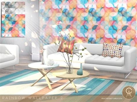 The Sims Resource Rainbow Wallpaper 2 By Pralinesims Sims Sims 4