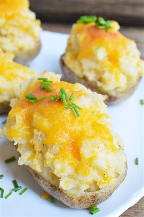Remove potatoes from oven and allow to cool for 10 minutes. Easy Cheesy Twice Baked Potatoes - WonkyWonderful