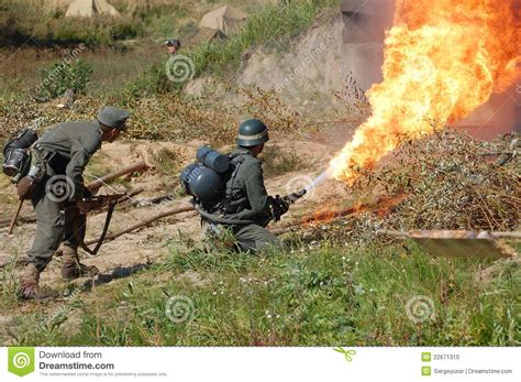 German Soldier With Flame Thrower Stock Photo Image
