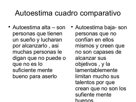 Cuadros Comparativos Entre Autoestima Alta Y Baja Cuadro Comparativo