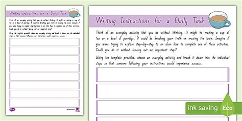 Writing Instructions For A Daily Task Teacher Made
