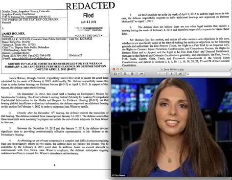 Jana Winter Of Fox News Responds To Defense Motion To Compel Her To Reveal Source Of Notebook